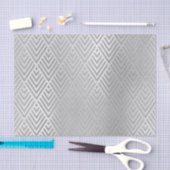 シャンペーンシルバーグレーメタリックシェブロンアールデコ 薄葉紙 (クラフト)