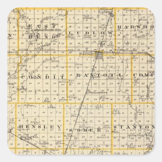 シャンペーン郡の地図 スクエアシール (正面)