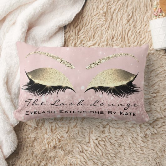 シャンペーン金ゴールドグリッターピンクメイクアップ美しい ランバークッション (ブランケット)