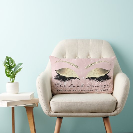 シャンペーン金ゴールドグリッターピンクメイクアップ美しい ランバークッション (椅子)