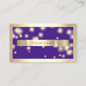 シャンペーン金ゴールドフレームブルーネイビー金ゴールドスター 名刺 (正面)