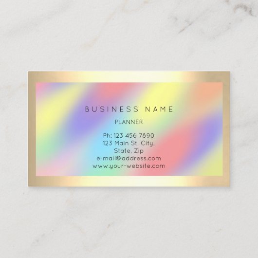 シャンペーン金ゴールドフレームホログラフグラデーションラグジュアリーVIP 名刺 (裏面)