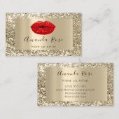 シャンペーン金ゴールドメイクアップアーティストレッドキスリップ 予約カード (正面/裏面)