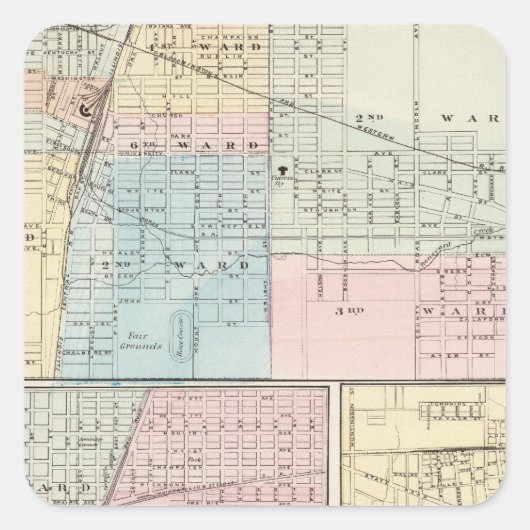 シャンペーン、アーバナ、マトゥーン、チャールストンの地図 スクエアシール (正面)