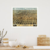 シャンペーンILパノラママップ – 1869 ポスター (キッチン)