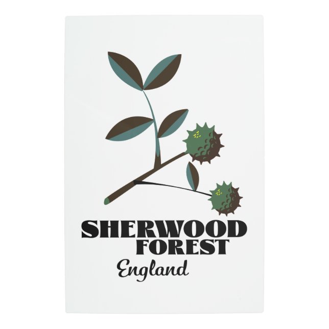 シャーウッドフォレストイングランド旅行ポスター メタルプリント (正面)