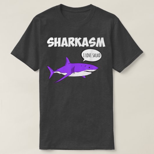シャーカシム皮肉シャークアイロニーベジタリアンビーガン Tシャツ (デザイン正面)