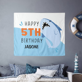 シャーキッズ 5歳の誕生日バックドロップカスタム タペストリー