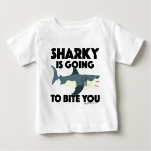 シャーキーが噛み込むデザイン-ベビー素晴らしJer ベビーTシャツ