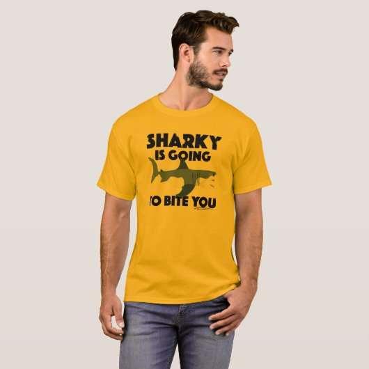 シャーキーが噛み込むデザイン- Men's Basic T Tシャツ (正面フル)