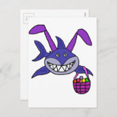 シャークおもしろいイースターバニー漫画 シーズンポストカード (正面/裏面)