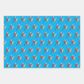 シャークおもしろいクリスマスプレゼントに乗るサンタクロース ラッピングペーパーシート (正面2)