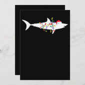 シャークおもしろいクリスマスライトサンタハットクリスマスプレゼント シーズンカード (正面/裏面)