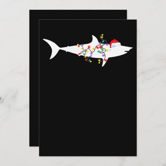 シャークおもしろいクリスマスライトサンタハットクリスマスプレゼント シーズンカード (正面/裏面)