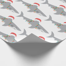 シャークおもしろいクリスマスラッピング紙