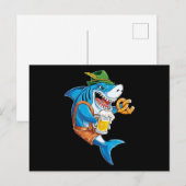 シャークおもしろいドリンクビール熱狂する- Shark Gives インビテーションポストカード (正面/裏面)