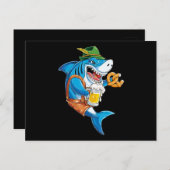 シャークおもしろいドリンクビール熱狂する- Shark Gives 案内ポストカード (正面/裏面)