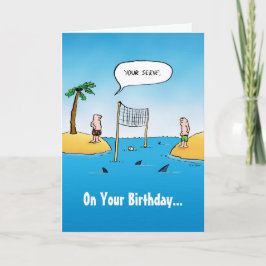 シャークおもしろいバレーボール誕生日カード カード