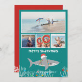 シャークおもしろいフォトクリスマスフラットホリデーカード シーズンカード (正面/裏面)
