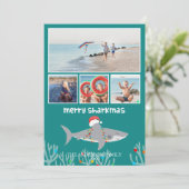 シャークおもしろいフォトクリスマスフラットホリデーカード シーズンカード (スタンド正面)
