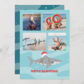 シャークおもしろいフォトクリスマスフラットホリデーカード シーズンカード (正面/裏面)