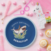 シャークおもしろいボーイズブルー海誕生会 ペーパープレート (パーティー)