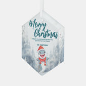 シャークおもしろいメリークリスマスツリー雪ホリデーパーティー ガラスオーナメント (正面左)