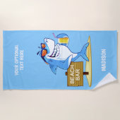 シャークおもしろい名前をカスタムするビーチタオル ビーチタオル (正面)