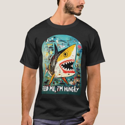 シャークおもしろい引用文カスタム90s通りアートグラフィティ tシャツ (正面)