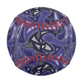 シャークおもしろい抽象芸術野球 野球ボール (裏面)