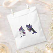 シャークおもしろい新郎新婦結婚式の引き出物バッグ フェイバーバッグ (クリップ留めされた状態)