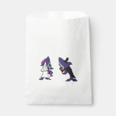 シャークおもしろい新郎新婦結婚式の引き出物バッグ フェイバーバッグ (正面)