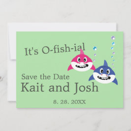 シャークおもしろい魚テーマ結婚式の日付を保存 招待状