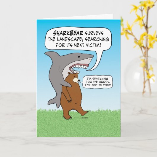 シャークおもしろい&ベアークエスト誕生日 カード (黄色い花)