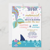 シャークとマーメイド兄弟姉妹誕生日招待状。インビタ 招待状 (正面)