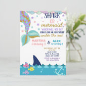 シャークとマーメイド兄弟姉妹誕生日招待状。インビタ 招待状 (スタンド正面)