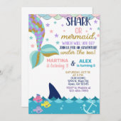 シャークとマーメイド兄弟姉妹誕生日招待状。インビタ 招待状 (正面/裏面)
