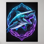 シャークのチョークスケッチオンブラック ポスター (正面)