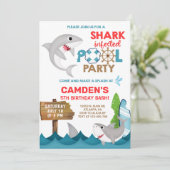 シャークはプールパーティーバッシュ、男の子の誕生日を出没した。 招待状 (スタンド正面)