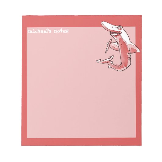 シャークは鉛筆の漫画をカスタマイズおもしろい可能に保つ ノートパッド (正面)