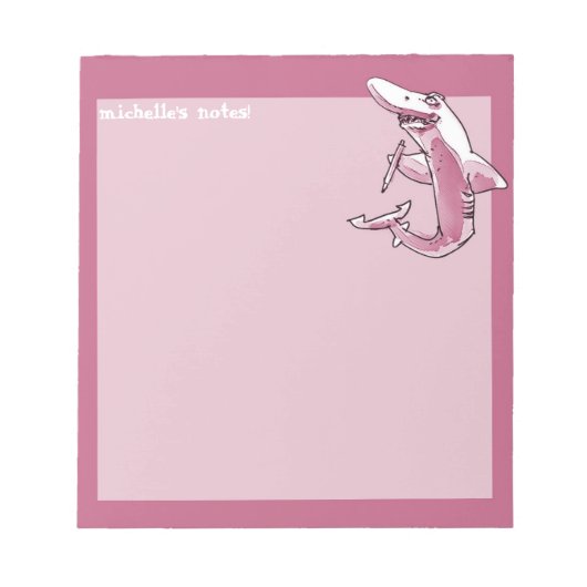 シャークは鉛筆の漫画をカスタマイズおもしろい可能に保つ ノートパッド (正面)