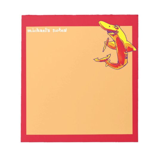 シャークは鉛筆の漫画をカスタマイズおもしろい可能に保つ ノートパッド (正面)