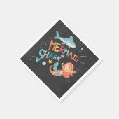 シャークまたはマーメイド誕生日紙ナプキンズプールパーティー スタンダードカクテルナプキン (角)