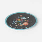 シャークまたはマーメイド誕生日紙プレートプールパーティー ペーパープレート (アングル)