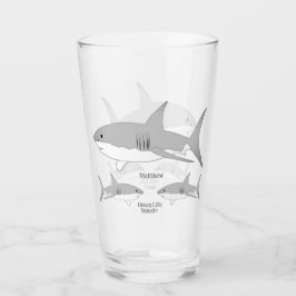 シャークよくはしゃぐファミリー海ライフスクワッドイラストレーション タンブラーグラス