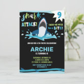 シャークアタックバースデーパーティーシャークボーイズプールパーティー 招待状 (スタンド正面)