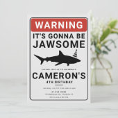 シャークアタックバースデープールパーティの招待状 招待状 (スタンド正面)