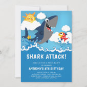 シャークアタックプールパーティー誕生日招待状 招待状 (正面)
