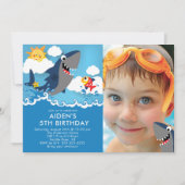 シャークアタックプール誕生日招待状 招待状 (正面)