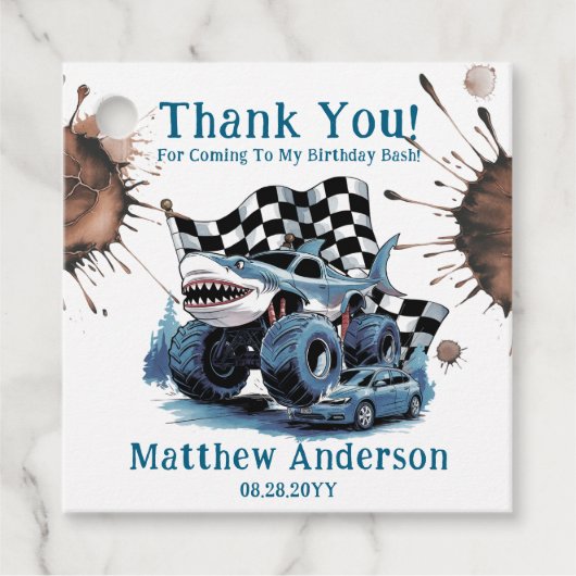 シャークアタックモンスタートラック誕生日バッシュウェルカム フェイバータグ (正面)